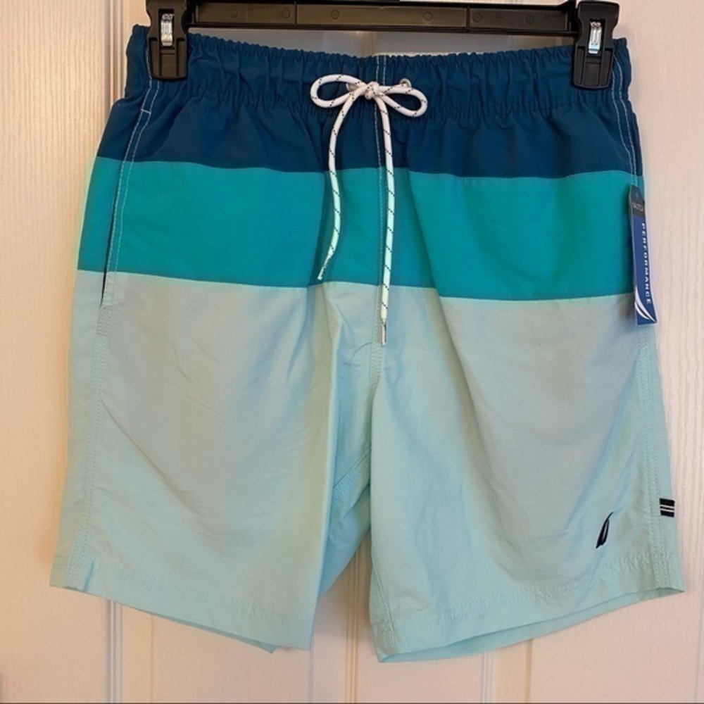 Nautica Men's Colorblocked Quick-Dry 18" Board Shorts in Reel Aqua Size S